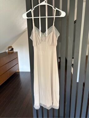 Vintage Slip Chemise in Light Lilac with Sheer Lace Trim